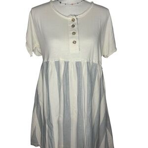 Urban Outfitters Cream and Gray Buttoned Babydoll Dress